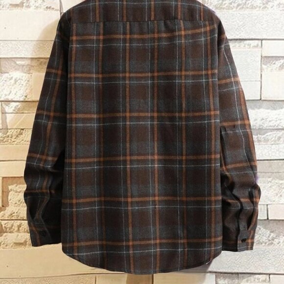 Brown Mens Plaid Shirt - Picture 4 of 7